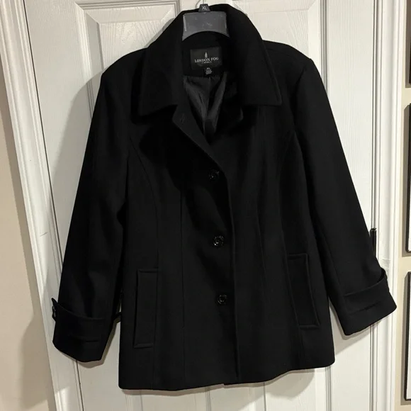 London Fog Women's Classic Black Pea Coat - Picture 5 of 6